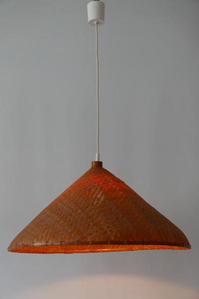 Large Mid Century Modern Wicker Pendant Lamp or Hanging Light Germany 1960s