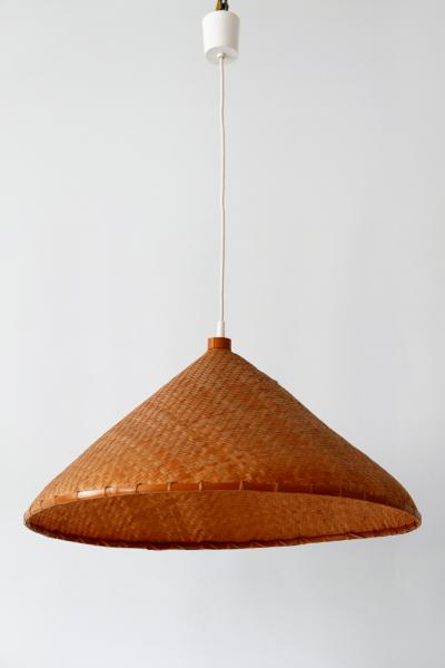 Large Mid Century Modern Wicker Pendant Lamp or Hanging Light Germany 1960s