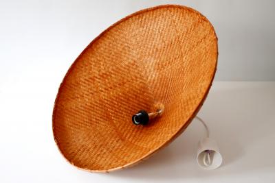 Large Mid Century Modern Wicker Pendant Lamp or Hanging Light Germany 1960s