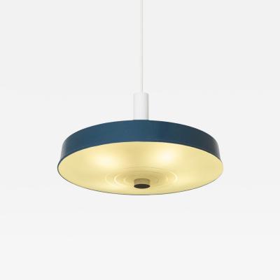 Large Mid Century Pendant Lamp in Painted Metal and Etched Opaline Glass 1960