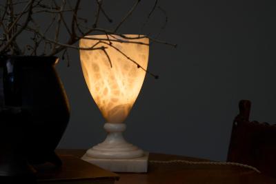 Large Mid Century Table Lamp in Alabaster Spain 1970s