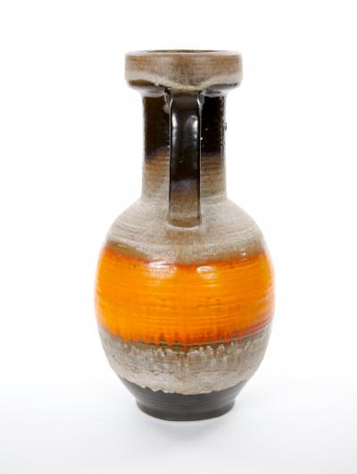Large Mid Century West German Porcelain Vase Orange Beige Brown 18 Tall