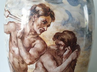 Large Mid Century painted Swedish vase