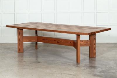 Large MidC English Pine Refectory Table Desk