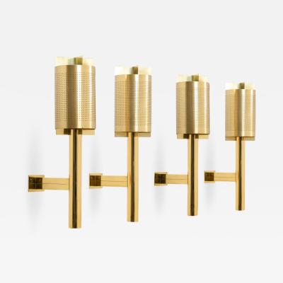 Large Midcentury Scandinavian Wall Sconces in Perforated Brass