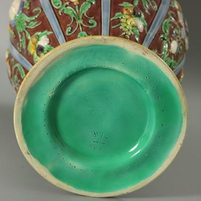 Large Minton Majolica Renaissance Style Masks Vase