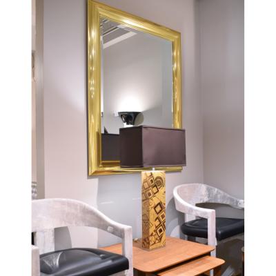 Large Mirror with Molded Polished Brass Frame 1970s