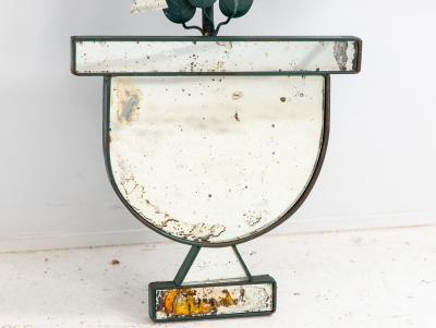 Large Mirrored Birds on Green Tole Vine Wall Sconce France 1940s