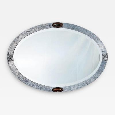 Large Mixed Metal Oval Arts Crafts Mirror