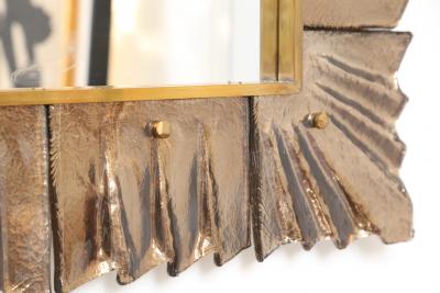 Large Modern Amber Murano Glass Mirror