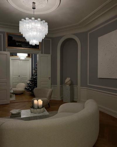 Large Modern Ice Tronchi Murano Glass Chandelier