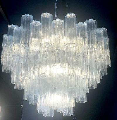 Large Modern Ice Tronchi Murano Glass Chandelier