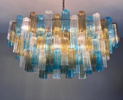 Large Modern Oval Shaped Multi Color Murano Glass Chandelier by Veneziani Arte