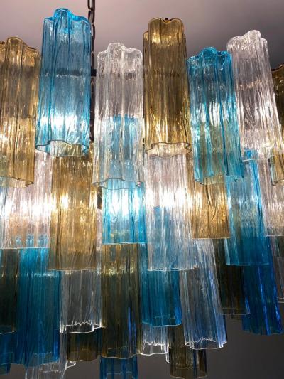 Large Modern Oval Shaped Multi Color Murano Glass Chandelier by Veneziani Arte