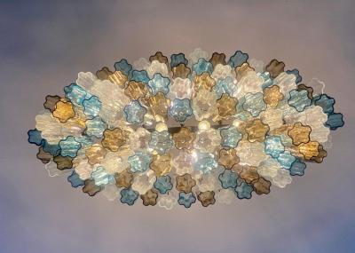 Large Modern Oval Shaped Multi Color Murano Glass Chandelier by Veneziani Arte