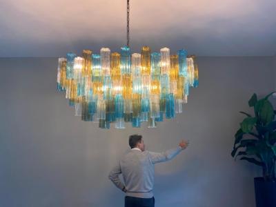 Large Modern Oval Shaped Multi Color Murano Glass Chandelier by Veneziani Arte