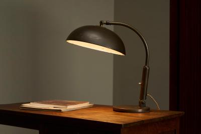 Large Modernist Desk Lamp in Patinated Brass 1930s