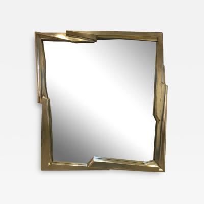 Large Modernist Mirror in 12K White Gold Leaf