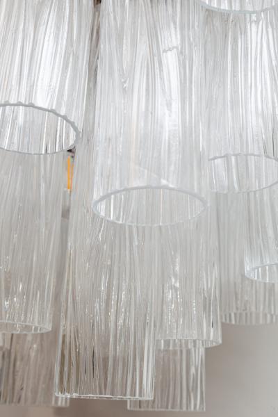 Large Modernist Murano Four Tier Crystal Clear Chandelier Contemporary