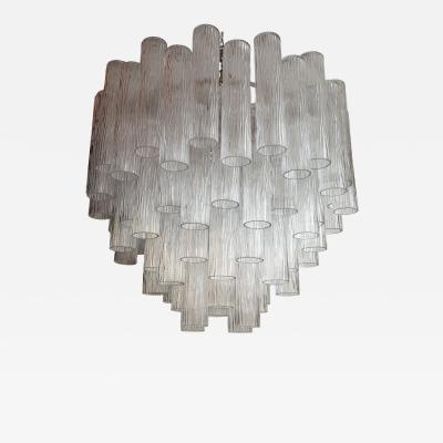 Large Modernist Murano Four Tier Crystal Clear Chandelier Contemporary