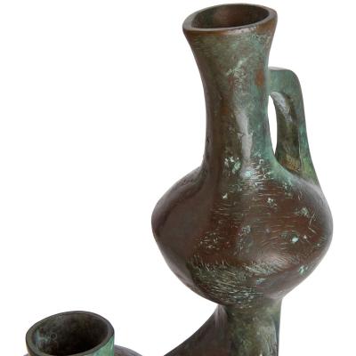 Large Modernist Patinated Bronze Hanukkah Menorah by Daniel Kafri