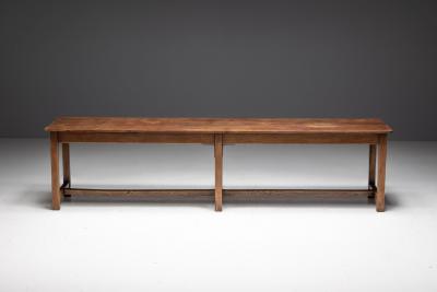 Large Monastic Console Table in Solid Oak France Mid 20th Century