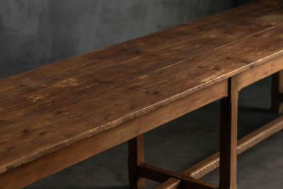 Large Monastic Console Table in Solid Oak France Mid 20th Century