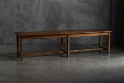Large Monastic Console Table in Solid Oak France Mid 20th Century