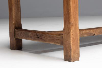 Large Monastic Console Table in Solid Oak France Mid 20th Century