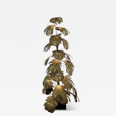 Large Monstera Floor Lamp attributed to Maison Jansen 1980s