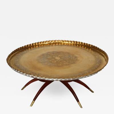 Large Moroccan Round Brass Tray Table On Folding Stand 45 In - Large Brass Tray Coffee Table Large Moroccan Round Brass Tray Table On Folding Stand 45 In - Large Brass Tray Coffee Table