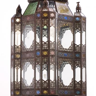 Large Moroccan Tin Lantern C 1960 