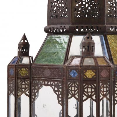 Large Moroccan Tin Lantern C 1960 