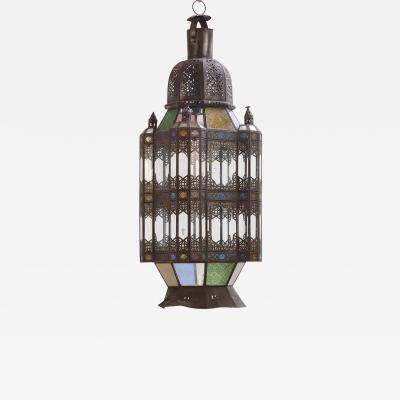 Large Moroccan Tin Lantern C 1960 