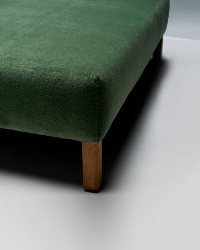 Large Mosu Velvet Cocktail Ottoman with Oak Feet France c 1980