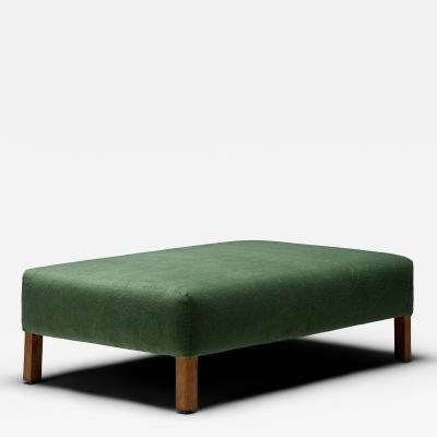Large Mosu Velvet Cocktail Ottoman with Oak Feet France c 1980