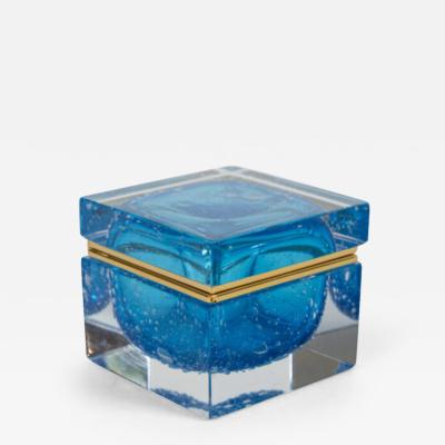 Large Murano Aquamarine Pulegoso Square Box