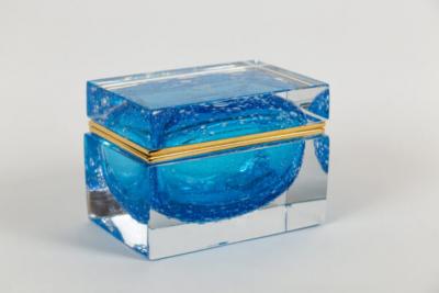 Large Murano Aquamarine Rectangular Box Contemporary