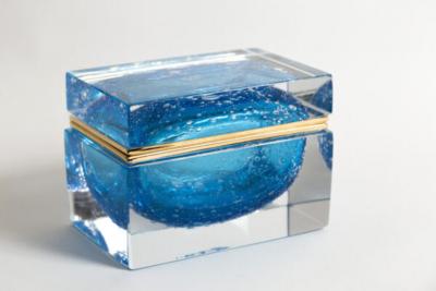 Large Murano Aquamarine Rectangular Box Contemporary