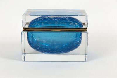 Large Murano Aquamarine Rectangular Box Contemporary