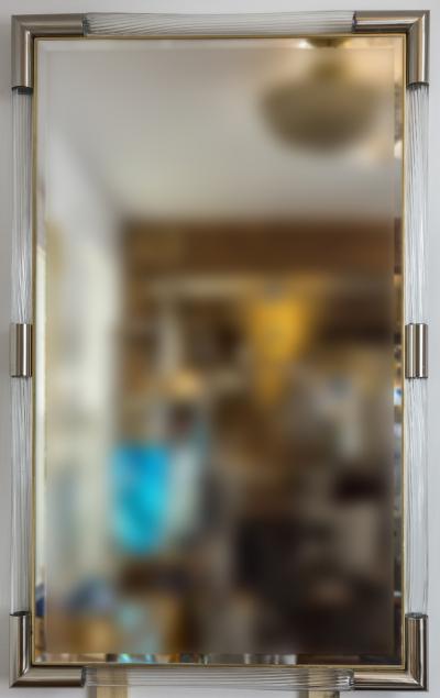Large Murano Blown Reeded Nickel Mirror Contemporary