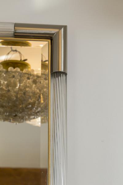 Large Murano Blown Reeded Nickel Mirror Contemporary