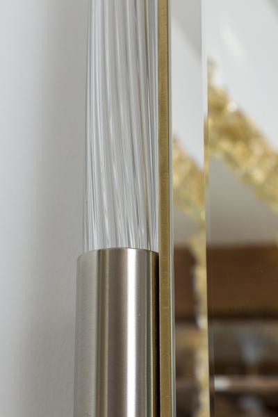 Large Murano Blown Reeded Nickel Mirror Contemporary