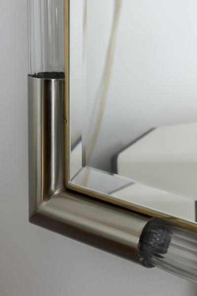 Large Murano Blown Reeded Nickel Mirror Contemporary