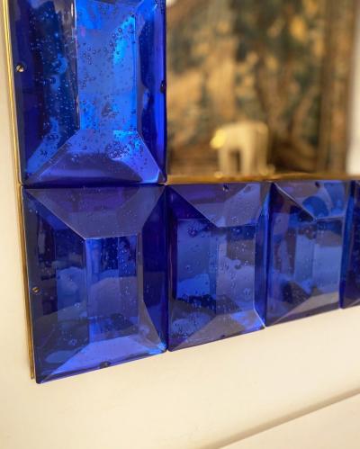 Large Murano Cobalt Blue Glass Diamond Pattern in Stock