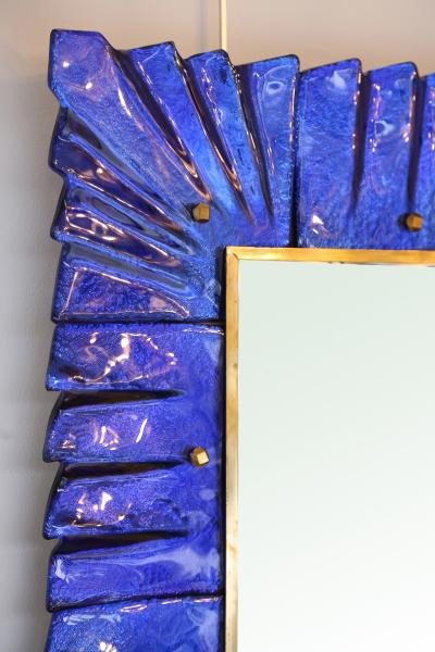 Large Murano Cobalt Blue Glass Mirror in Stock