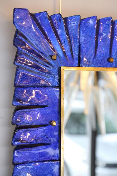Large Murano Cobalt Blue Glass Mirror in Stock
