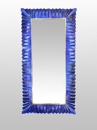Large Murano Cobalt Blue Glass Mirror in Stock