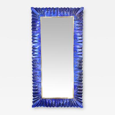 Large Murano Cobalt Blue Glass Mirror in Stock