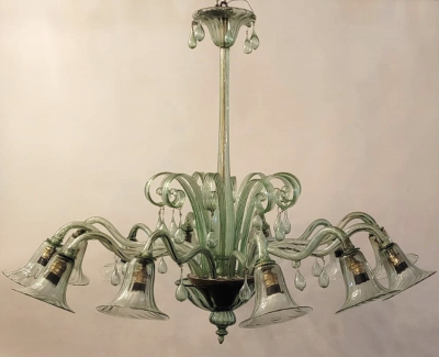 Large Murano Glass Chandelier Green